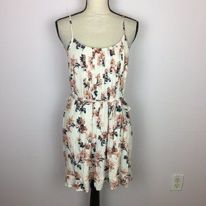 New!! Abercrombie & Fitch Mini Cami Dress MP Womans Petite White Floral Belted